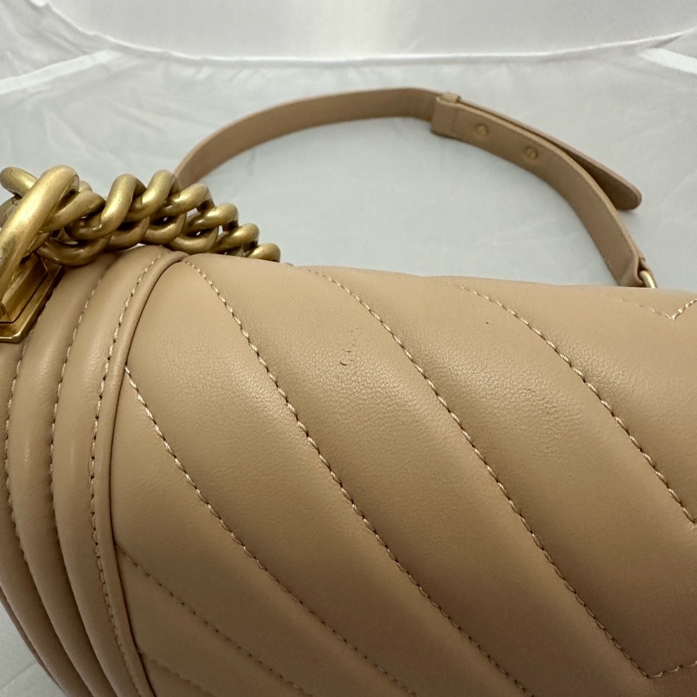 CHANEL Beige Quilted Boy Flap Bag with Gold Hardware - Picture 6 of 11